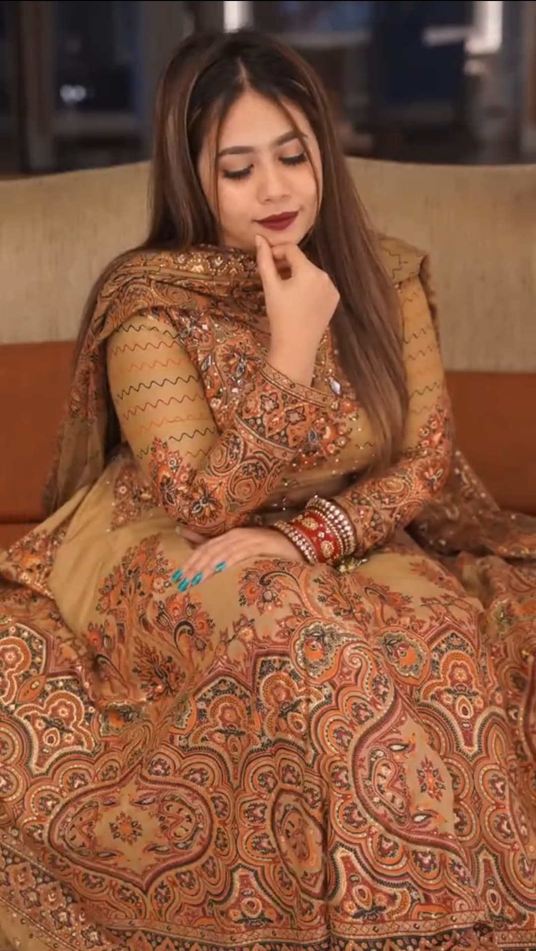 WhatsApp-Image-2025-06-24-at-12.24.34-1.jpeg Luxury Printed Anarkali Gown Set with Matching Mask – 2 Piece Set - Image 2