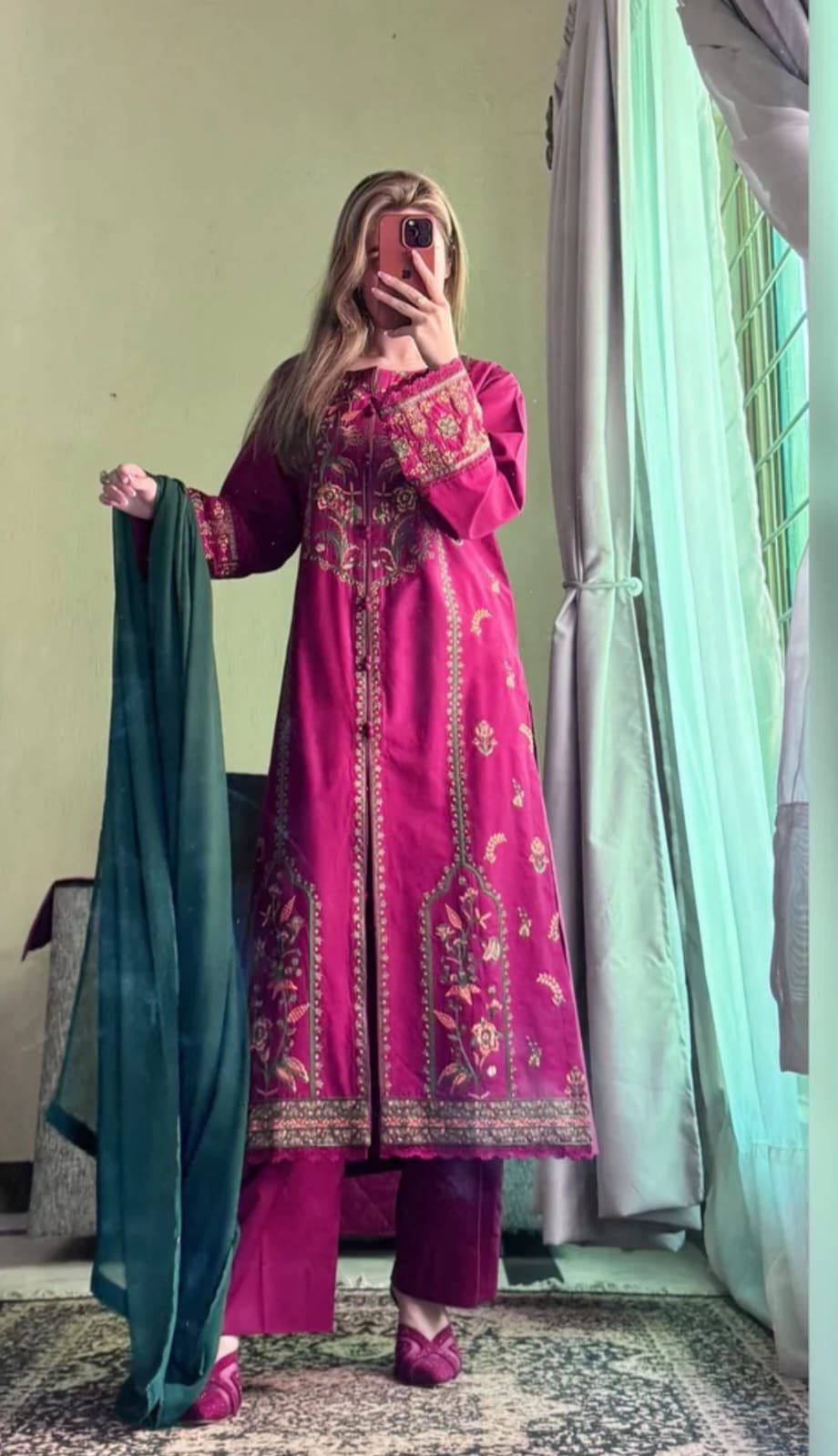 WhatsApp-Image-2025-07-12-at-22.26.32-1-2.jpeg Luxury Embroidered 3-Piece Dress Set – Deep Magenta Edition - Image 4
