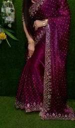 White Gold ইন্ডিয়ান জর্জেট শাড়ি – ব্লাউজ পিসসহ -01 - Image 4